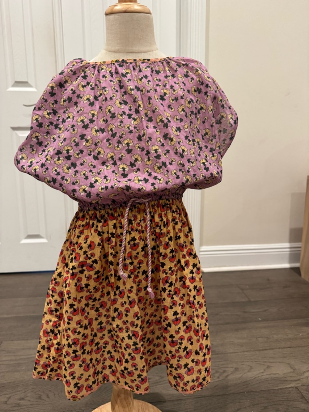 Zimmermann Kids Floral Two-Tone Dress in Lavender and Mustard